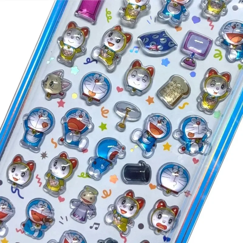 2 pegatinas de Anime Doraemon, bonitas pegatinas decorativas de cristal transparente en relieve, pegatinas para funda de teléfono, pegatinas DIY, juguete para niños