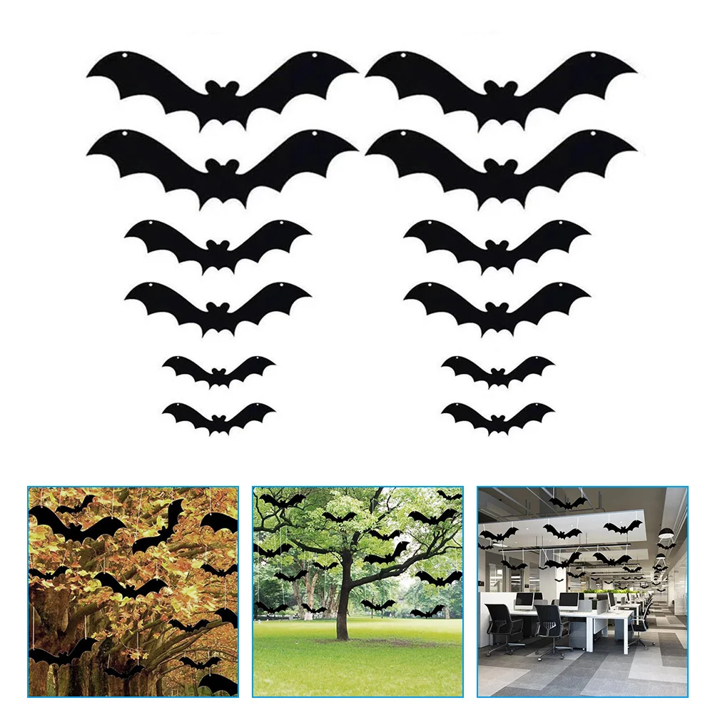 

12Pcs Bat Hanging Decor for Party Lightweight Sling Design for Ceiling Windows Doors and More Halloween Bat Pendant