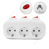 EU Plug Extension Sockets With ON/OFF Switch 1 To 3 Way Universal Germany France Standard Wall Socket Power Converter ﻿AC Outlet