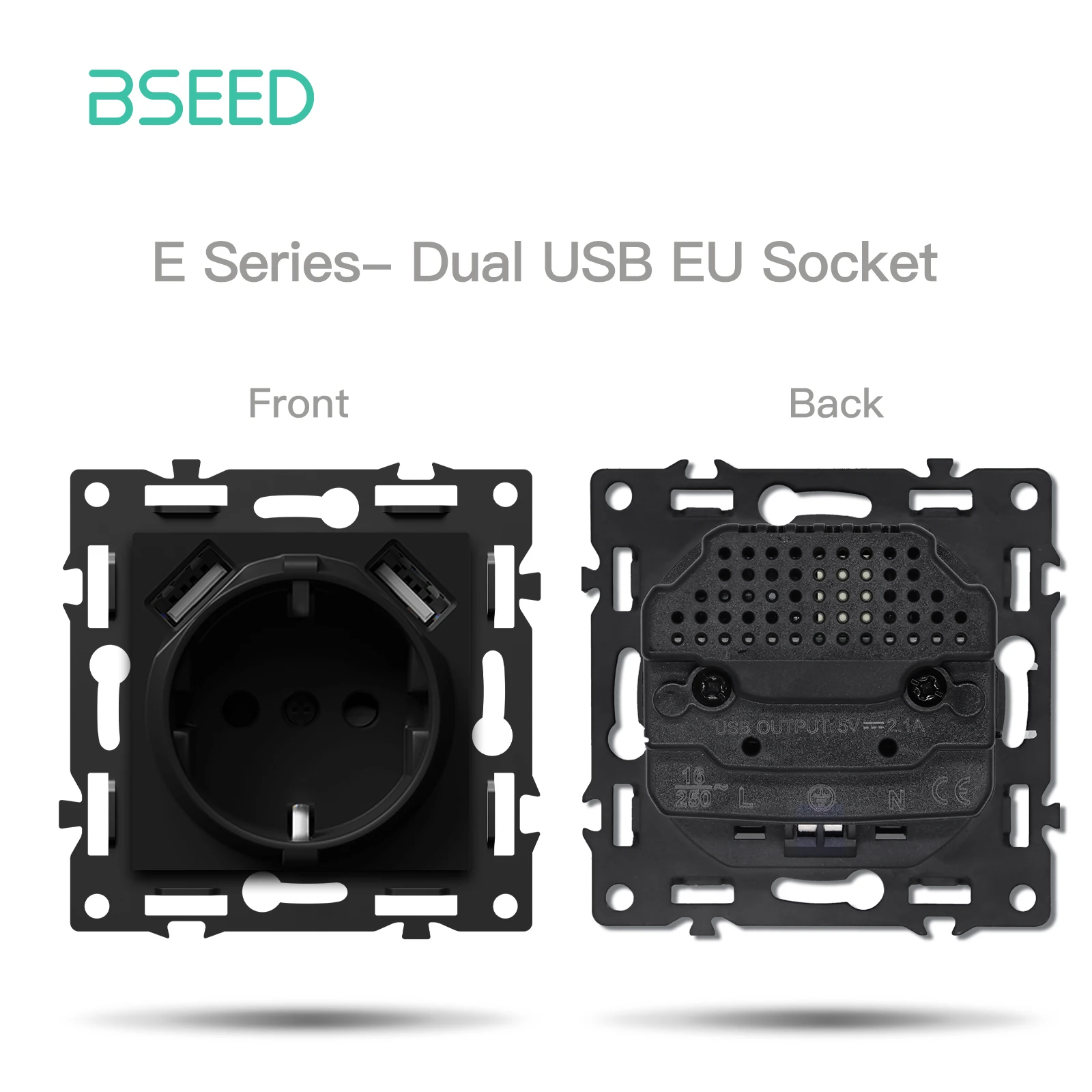 BSEED Zigbee Klik Lichtschakelaar Deel 1/2/3/4Gang 2Way Schakelaar Functie DIY Deel EU Smart Socket Outlets Plastic Frame Zwarte Kleur
