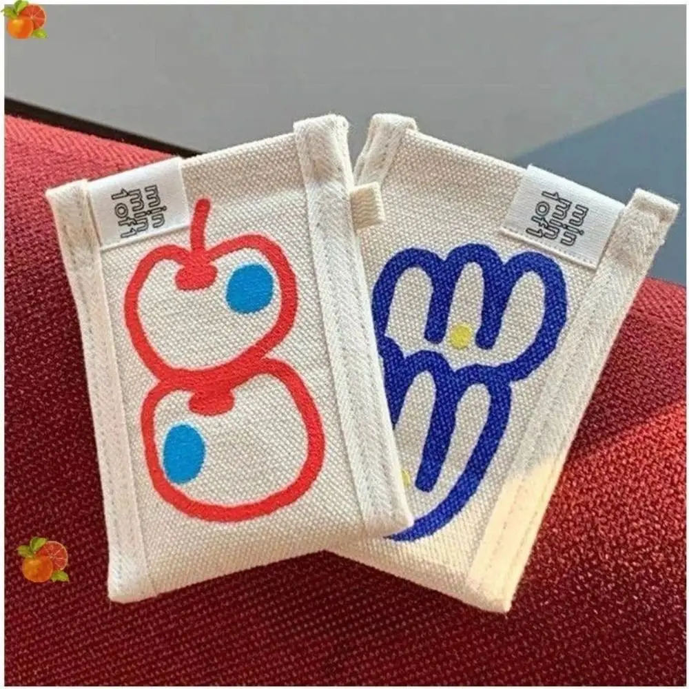 Niedlicher zweilagiger Graffiti-Kartenhalter mit Blumenmuster aus Segeltuch, Buskartenhülle, Mini-Geldbörse, Anti-Entmagnetisierung, Kreditkartenschutz