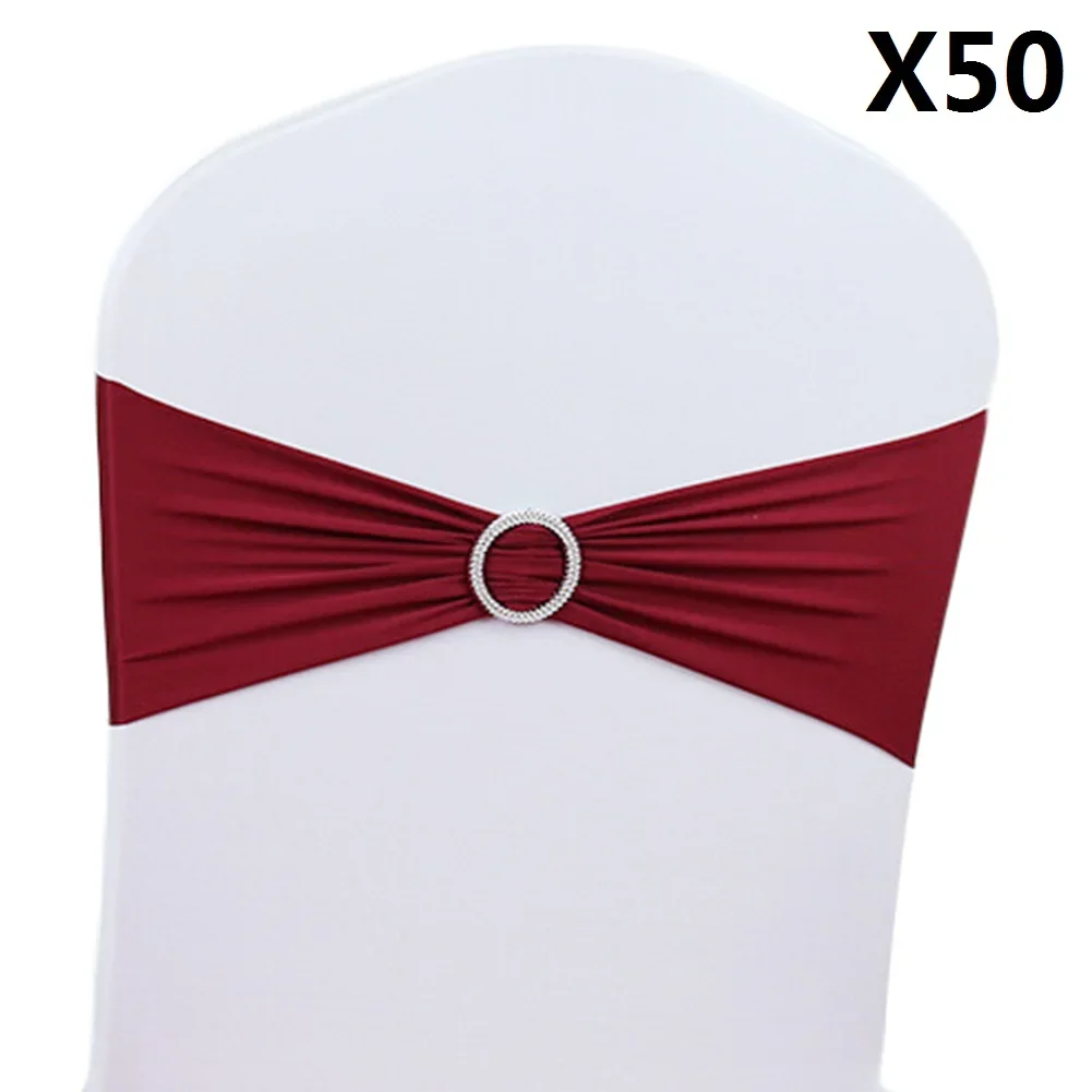 50PCS Wedding Chair Knot Ribbon Decoration Sashes  Banquet Country Cover Straps Back Flower Elastic Bow Events Organza