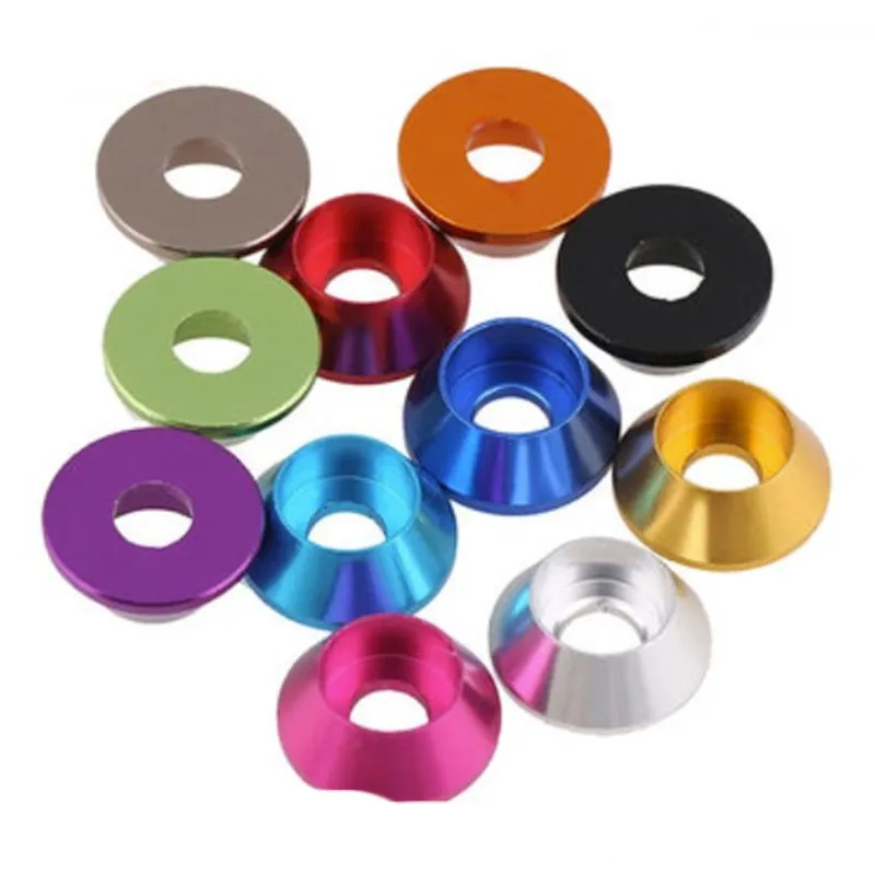 5pcs-10pcs/lot Aluminum Cone Washer M2 M2.5 M3 M4 M5 M6 M8 Corlorful Aluminum Alloy Hex Cap Gasket Washer For Rc Parts
