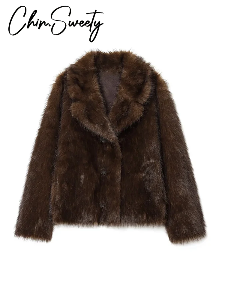 الرجعية فو الفراء المرأة معطف الحضرية رشاقته التلبيب كم طويل واحدة الصدر الإناث أبلى 2025 الخريف الشتاء شيك سترة حريمي جديد