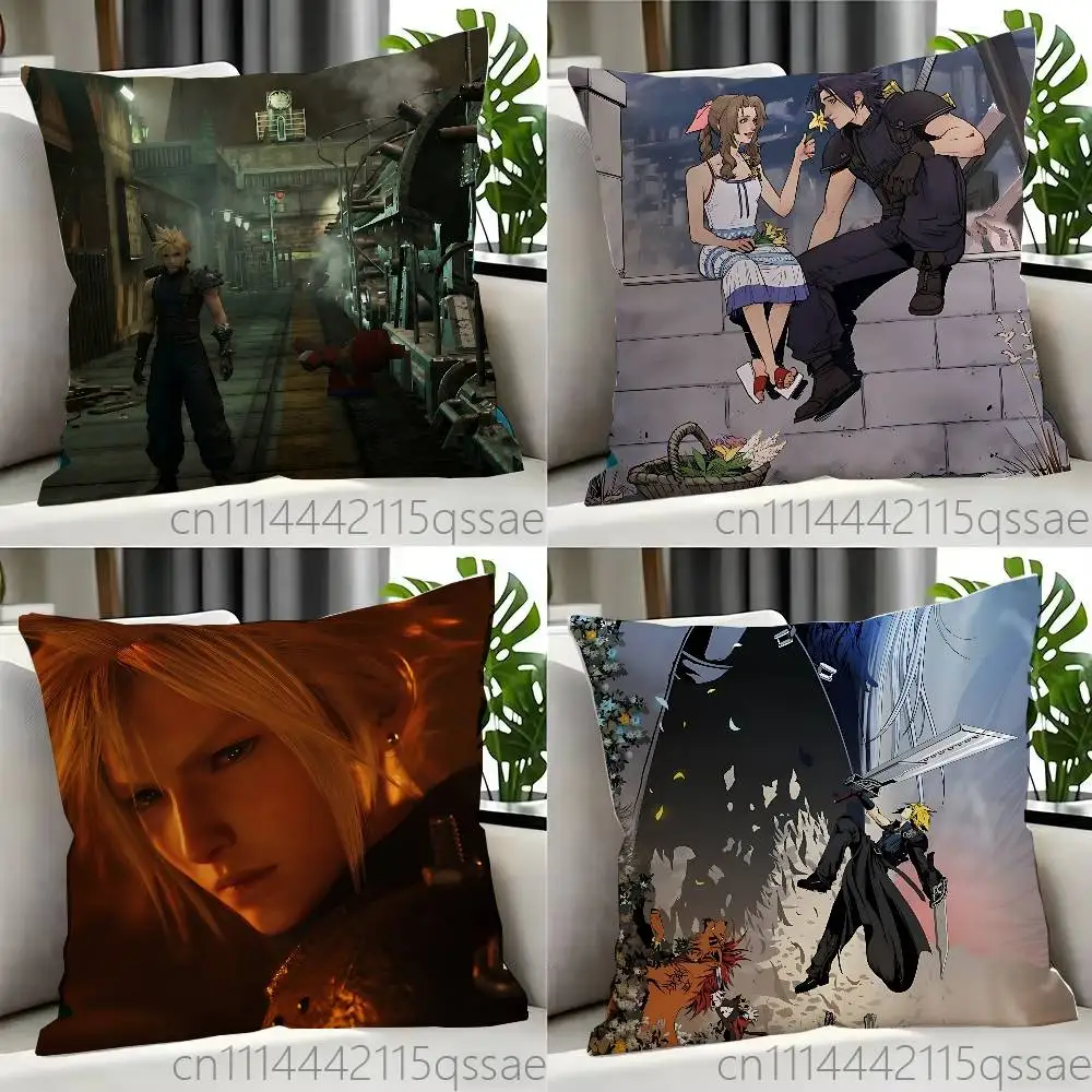 FOR Final Fantasy 7 FF Cloud Tifa Pillow cases Organic Linen Pillow Case Double-Sided Print Cushion Cover for Home Decor Gift