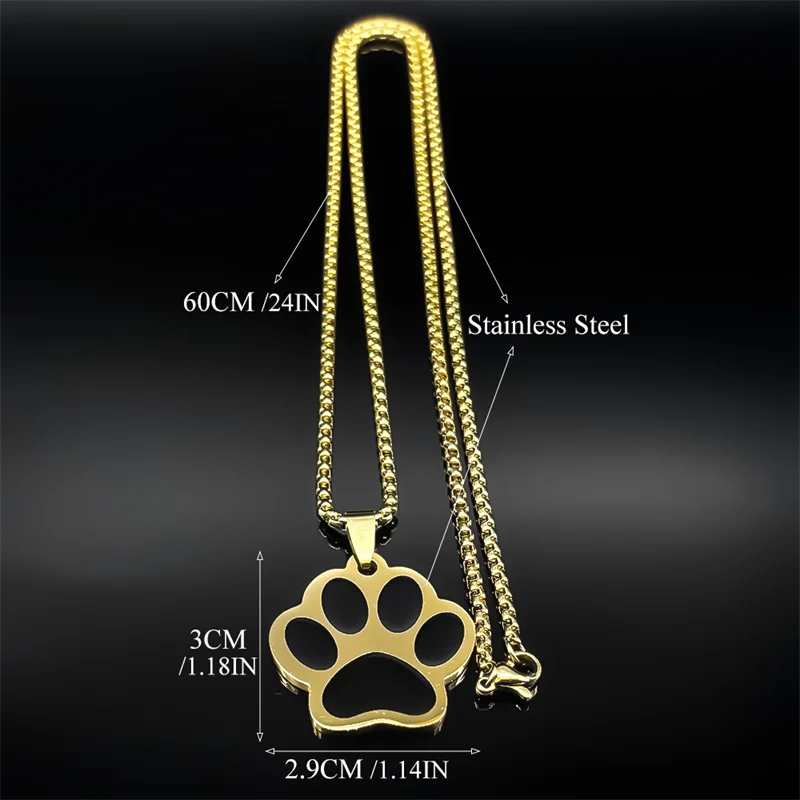 Schöne Hund Krallen Welpen Halskette Für Frauen Männer Edelstahl Gold Silber Farbe Nette Fußabdruck Kette Schmuck Geschenke Kragen – Detail 3
