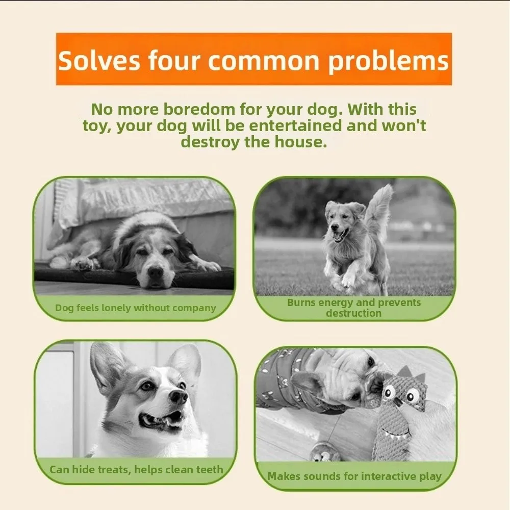 

Interactive Dinosaur Dog Bite Resistant Teeth Grinding Squeaky Sniffing Foldable Sound Making Dog Chew Sniffing Activity