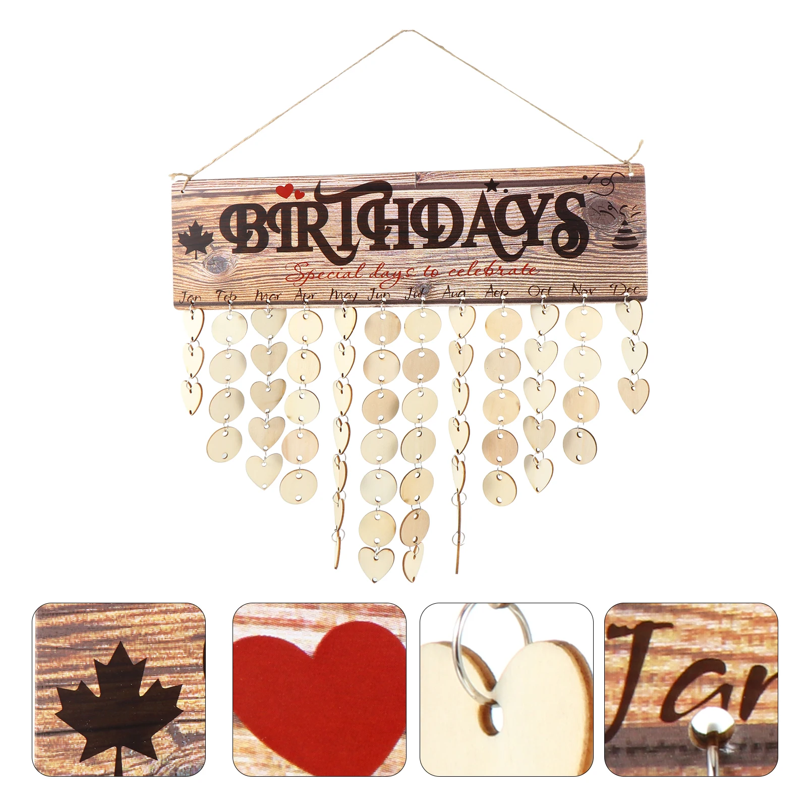 

Wooden Calendar Wall Pieces Block Family Birthday Board Reminder DIY Hanging Plaque