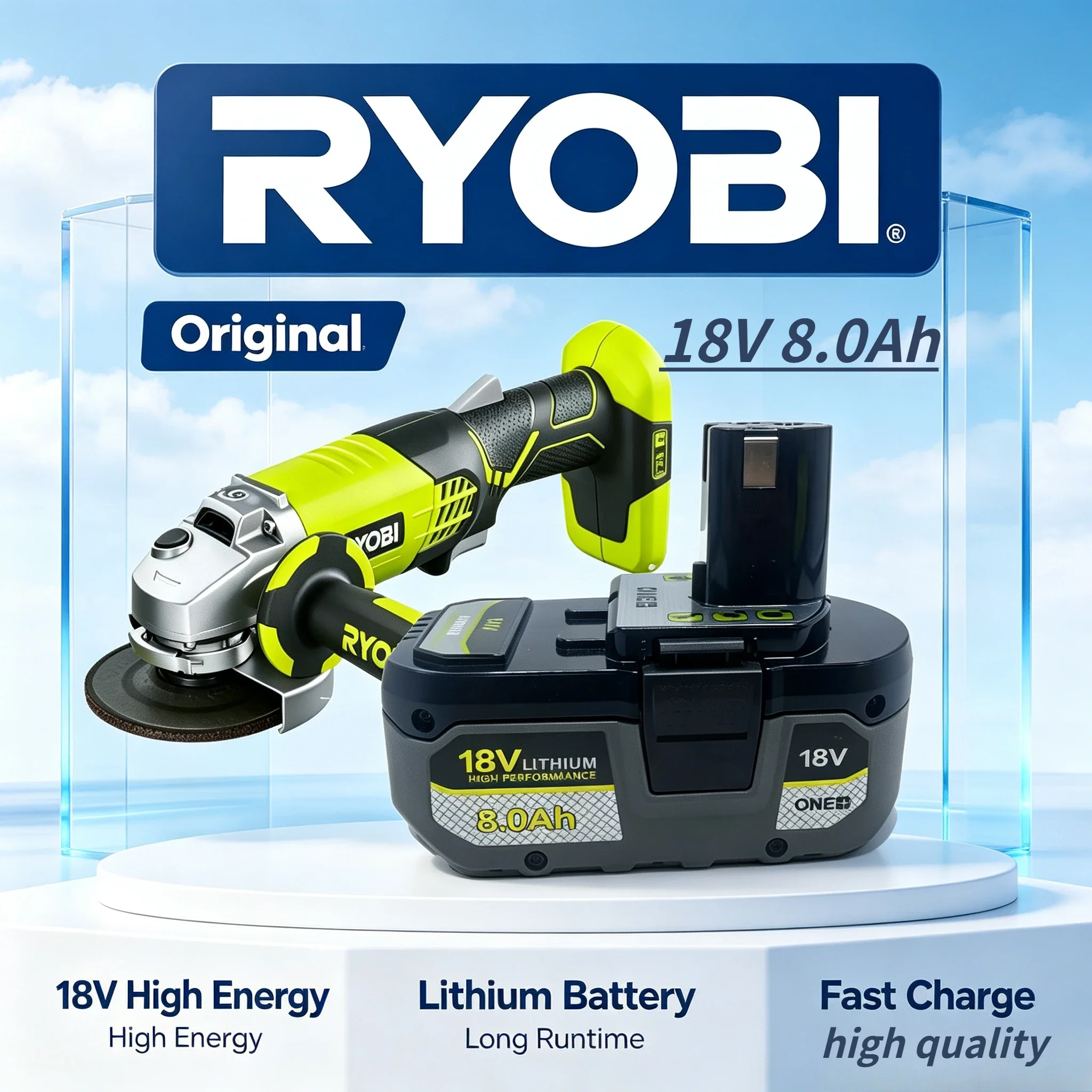 Original RYOBI 18V 8.0Ah Large-capacity Lithium-ion Battery, P104 P107 P108 Is Suitable for All ONE+ Power Tools