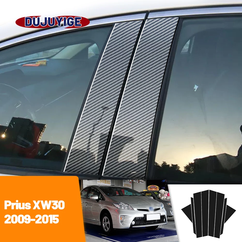 

For Toyota Prius XW30 2009-2015 2010 2011 2012 2013 2014 Carbon Fiber Window Door Column Deal B C Pillar Post Cover Trim Sticker