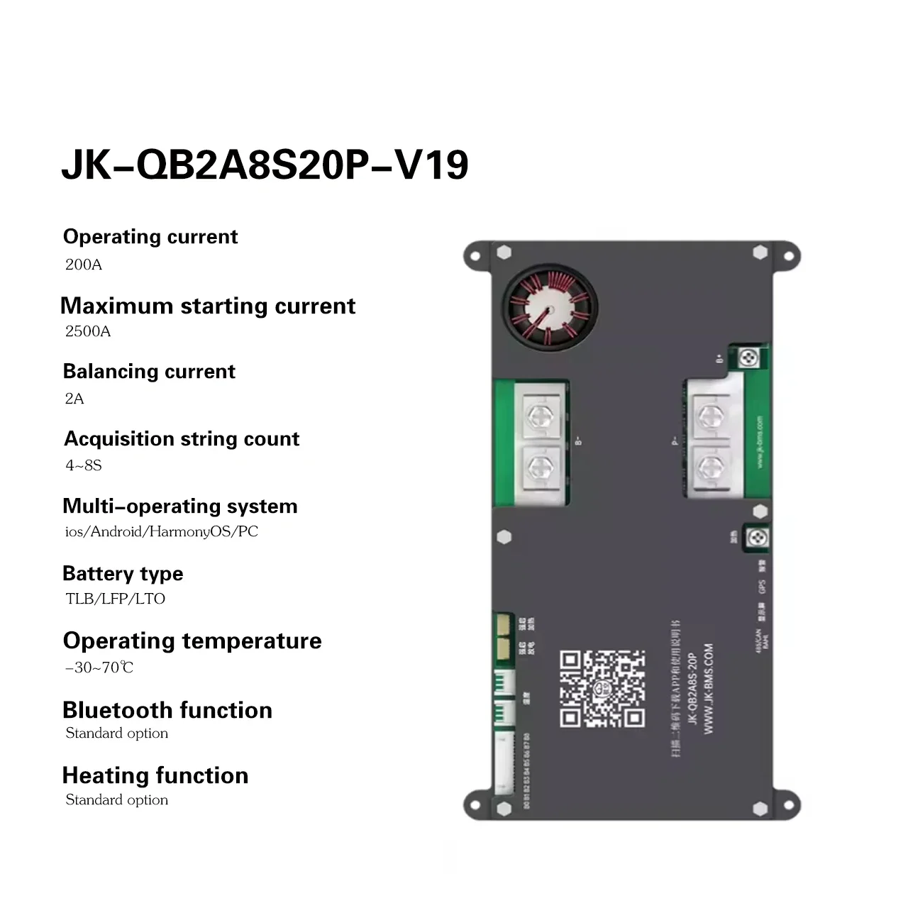 Smart Active Balancer 3S/8S 12V/36V LiFePO4 Battery Protection Bluetooth RS485 Car Starting Jikong 2500A CE