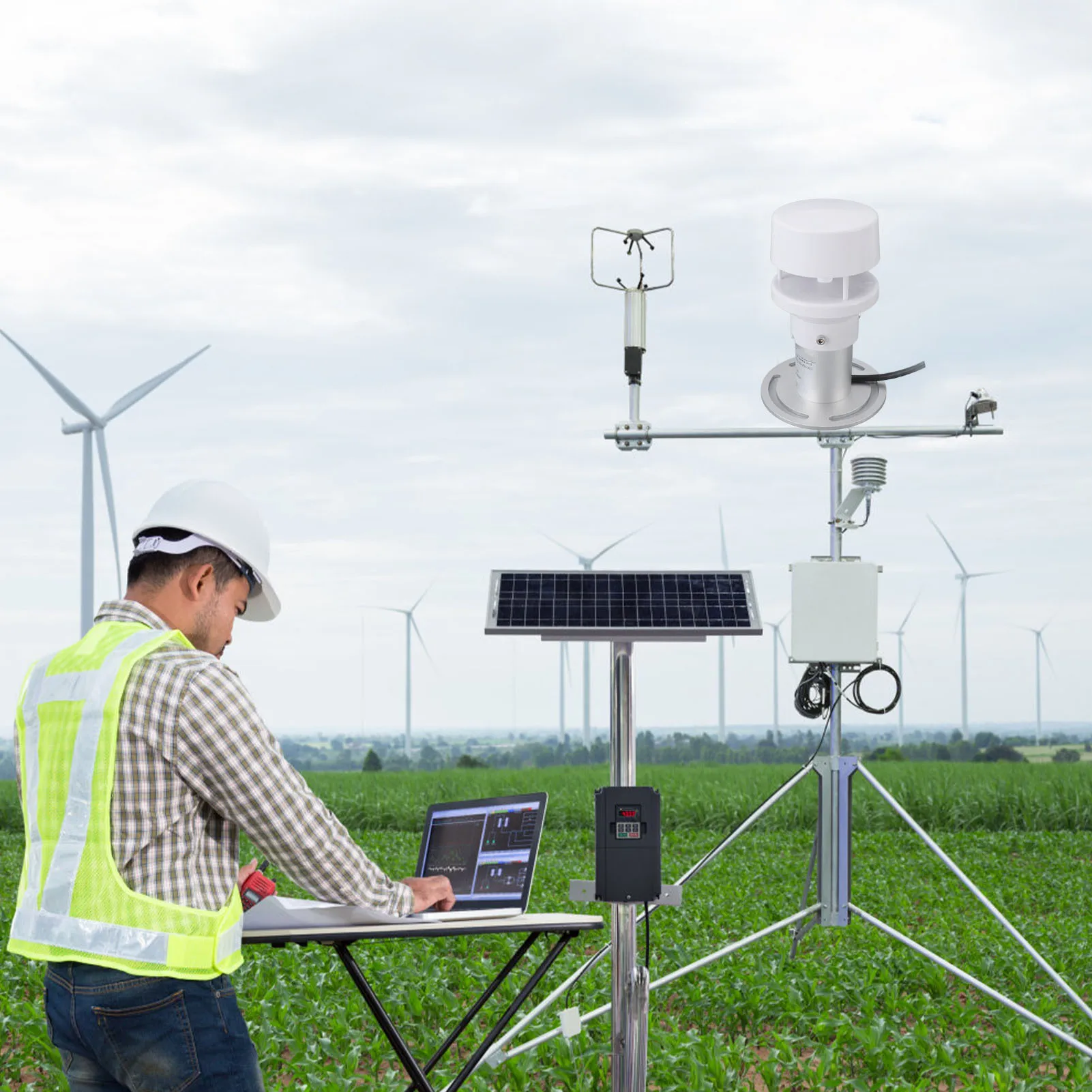 

Датчик окружающей среды 5 в 1 для сигнала RS485, скорость ветра, направления ветра, температура, влажность, давление, микродатчик погоды