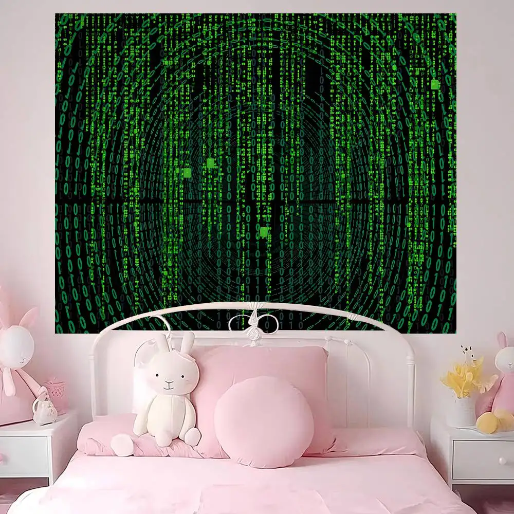 Binary Code The Matrix Program Chart Colorful Tapestry Wall Hanging Cheap Hippie Wall Hanging Bohemian Wall Tapestries Mandala