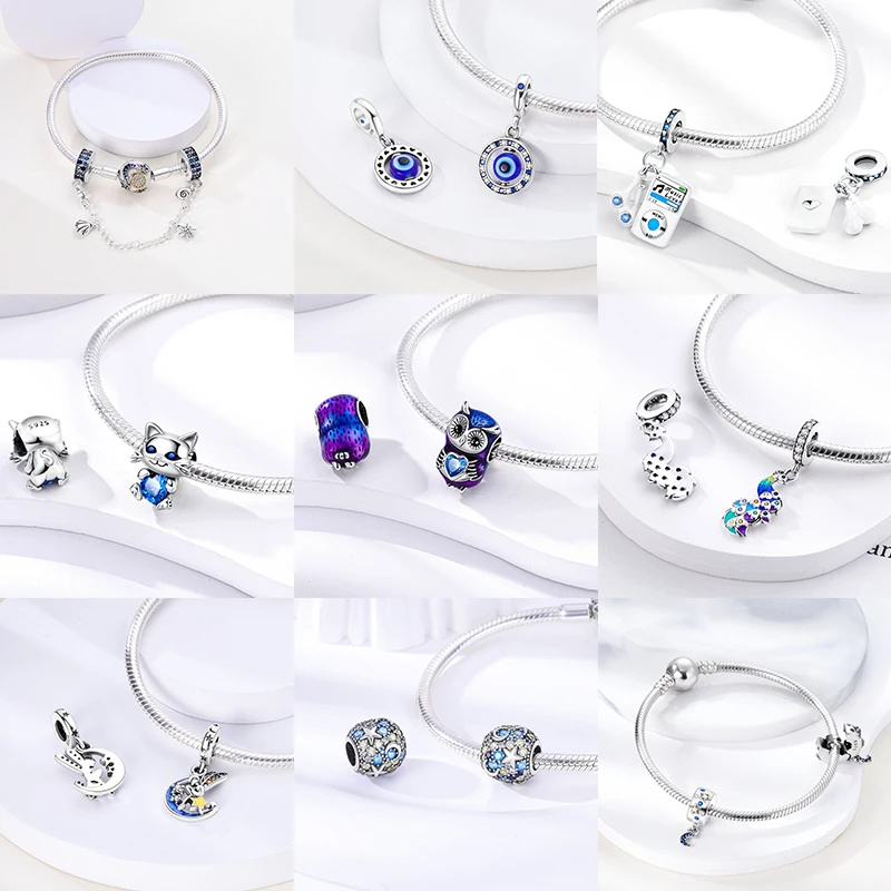 Blaue Serie 2026 Heiße 925 Sterling Silber Charms Flugzeug Traumfänger Teufelsaugen Passend für Armband DIY Schmuck Original Damen Geschenke – Detail 27