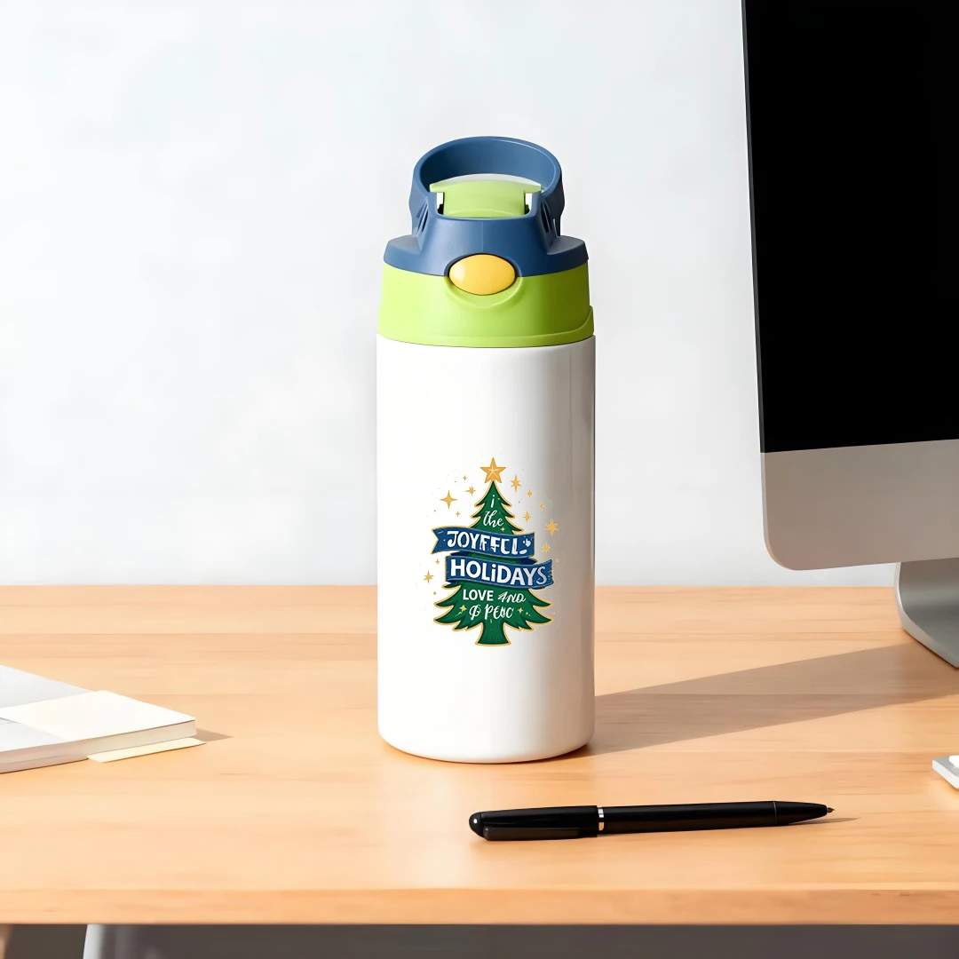 304 stainless steel thermal cup + Custom Christmas tree sticker + Children's straw cup + JOYFUL HOLIDAYS festive gift