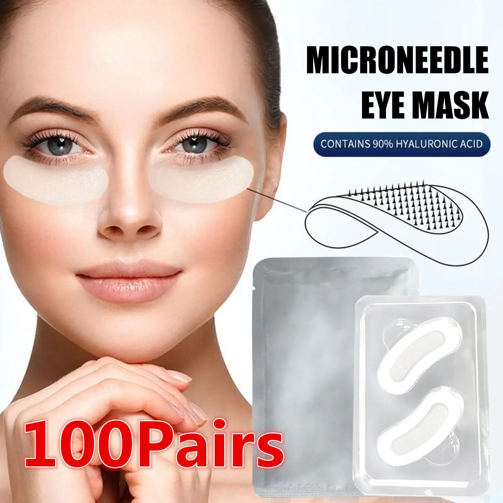 100Pairs New Hyaluronic Acid Soluble Microneedle Eye Mask Eye Black Collagen Mask Circle Mask Firming Desalinating