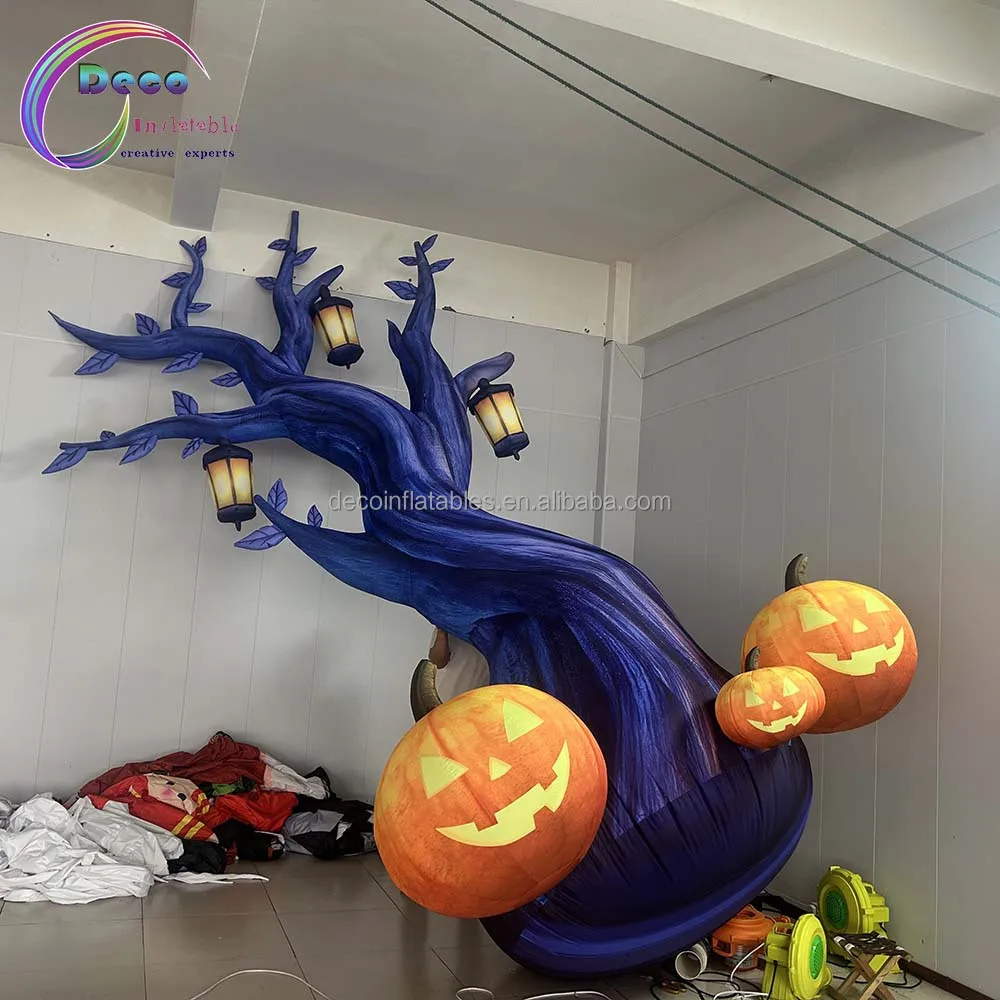 Deco Halloween Inflatable Horror Tree Fluorescent Materials Cartoon Design Multi-Color Modern Waterproof USB Powered Durable New