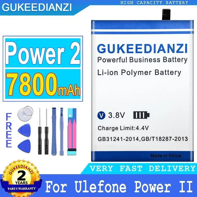 

GUKEEDIANZI Replacement Battery for Ulefone Power II, Power 2 Power2, Big Power Battery with Free Tools, 7800mAh