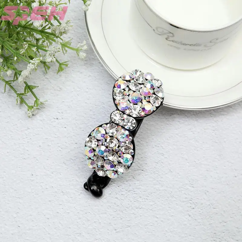 Small bowknot floret press clip fashion women's duck beak clip edge clip manual rhinestone hair clip