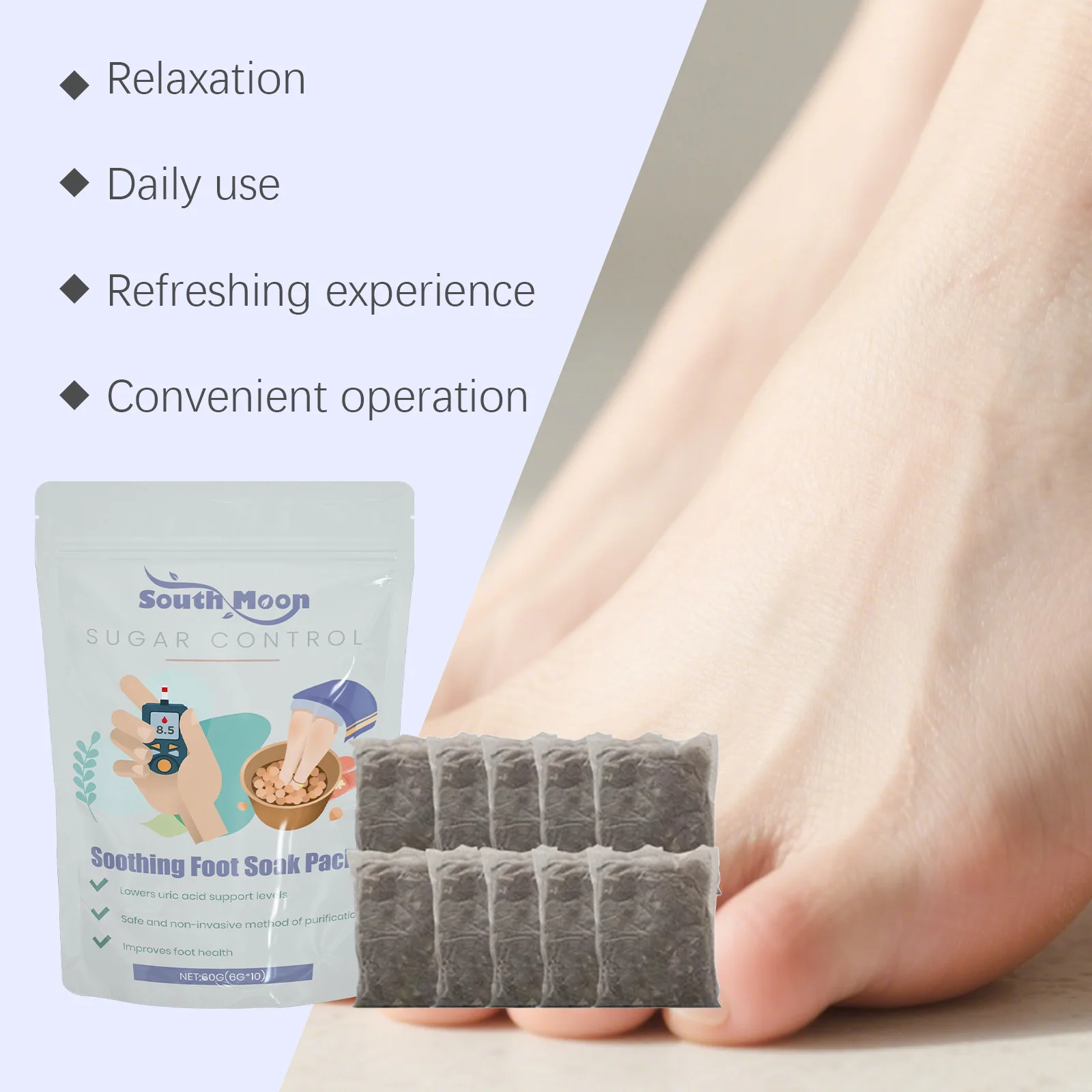 Herbal Sugar Control Foot Bath ​Anti Diabetes Headache Relieve Fatigue Dehumidification Slimming Body Sugar Regulating Foot Soa - Image 6