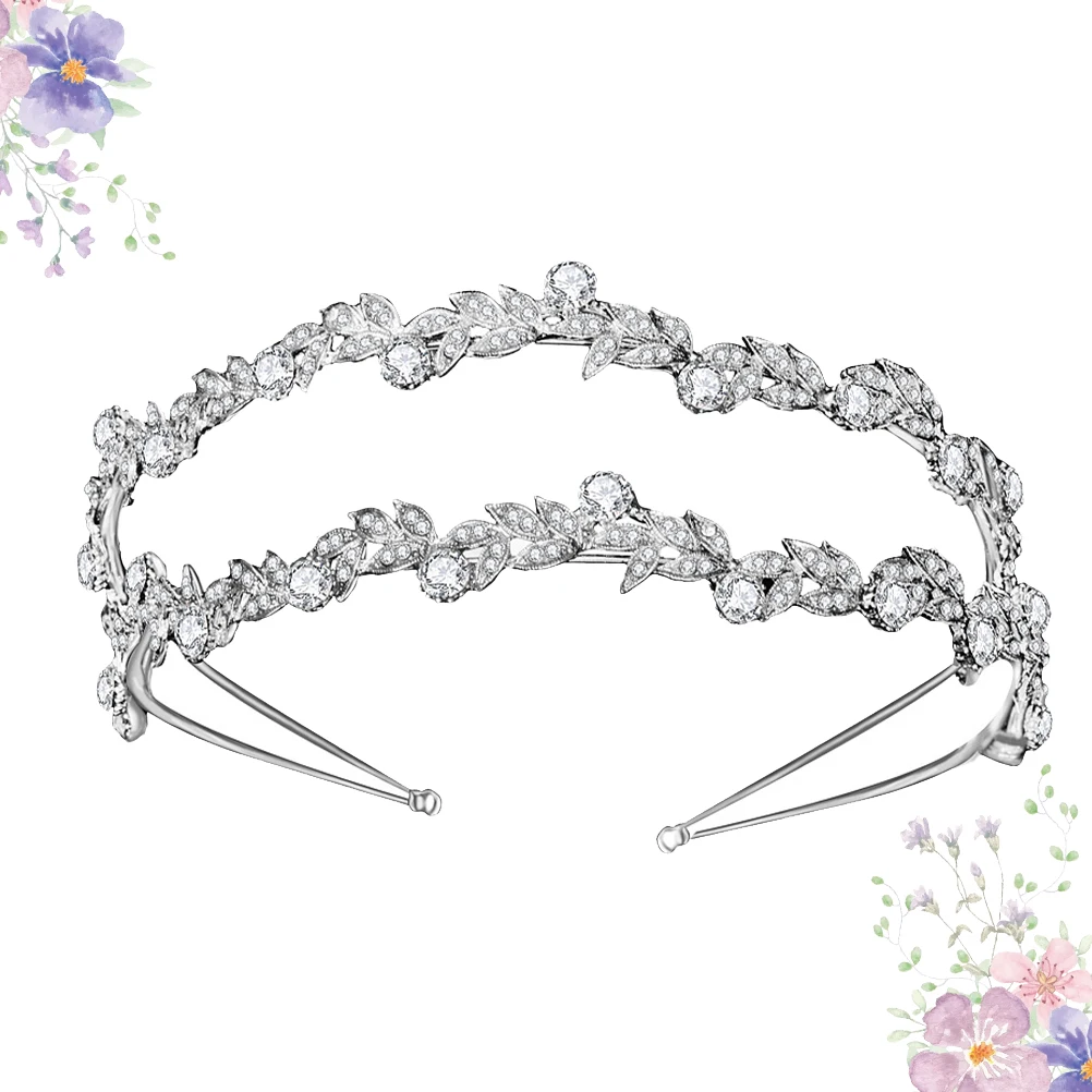 

s Crystal Bridal Hair Band Rhinestone Headdress Wedding Headband Leaf Design Alloy Lightweight Non Fading Party
