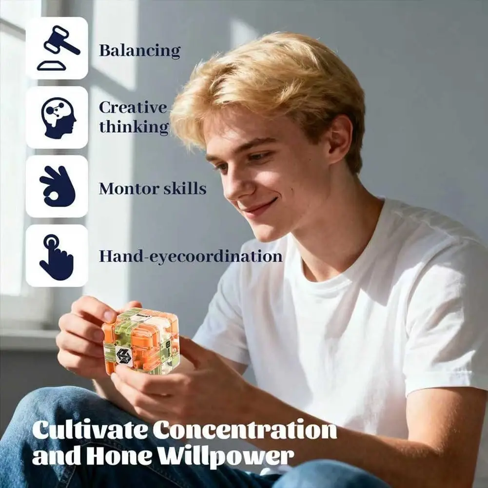 Labirinto Cubo Magico Giocattolo Antistress Cubo Infinito Giocattoli Educativi Portatili Decomprimere Giocattoli Rilassanti per Bambini Adulti Autismo Regalo ADHD