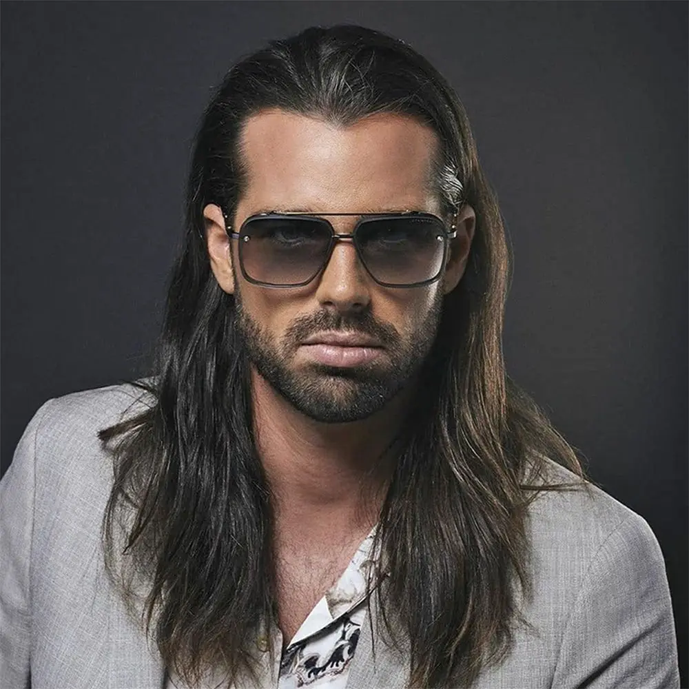 Big Metal Frame Gradient Sunglasses Driving UV400 Protection Oversized Square Sunglasses Classic Traveling Shades