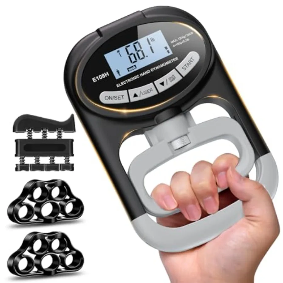 

Динамометр для тренировки рук - регулируемый тренажер для укрепления предплечий и запястий, черно-синий