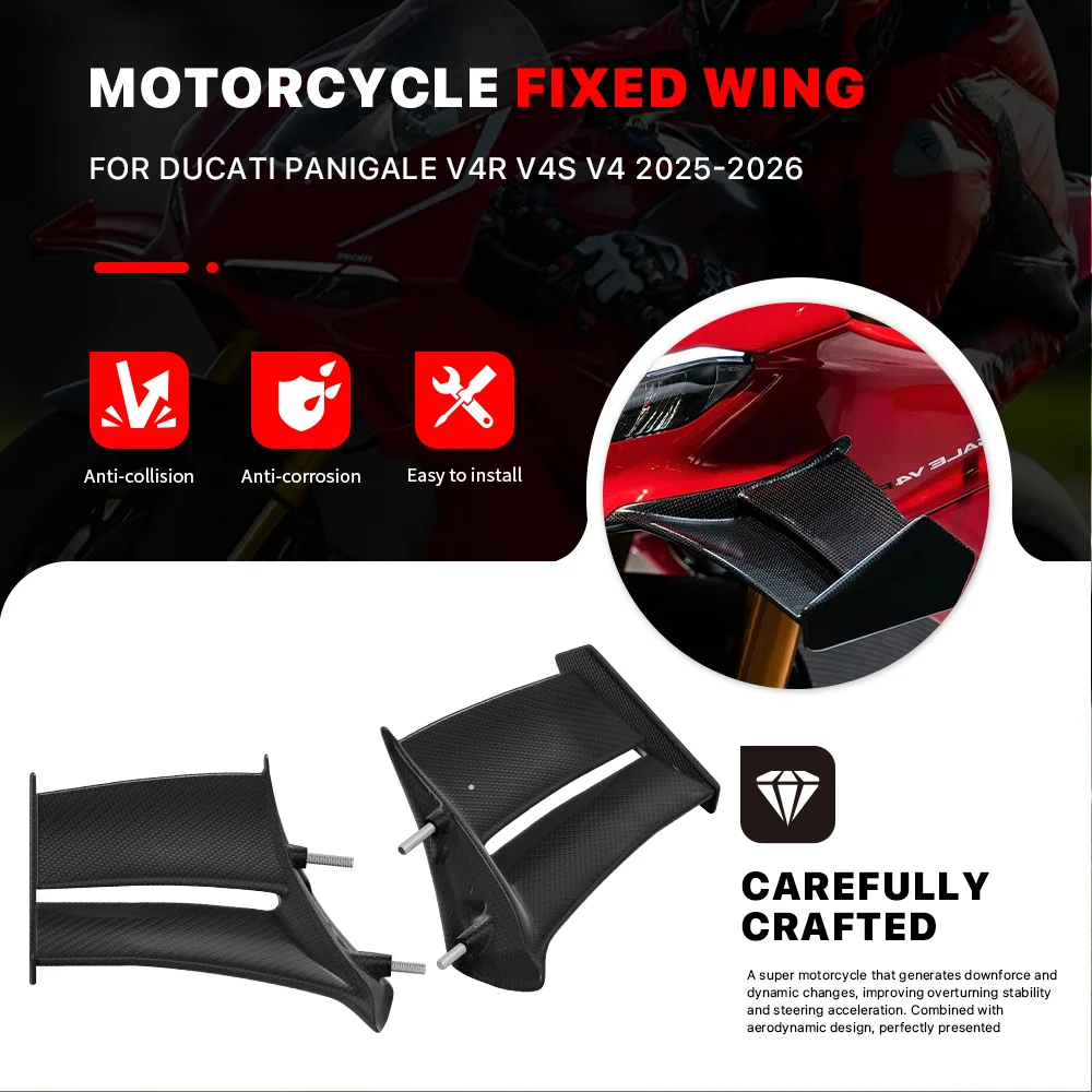 

For DUCATI PANIGALE V4 V4S V4R 2025-2026 Motorcycle Aerodynamic Fixed Wing Spoiler Side Winglet Windshield Wing Aileron Fairing