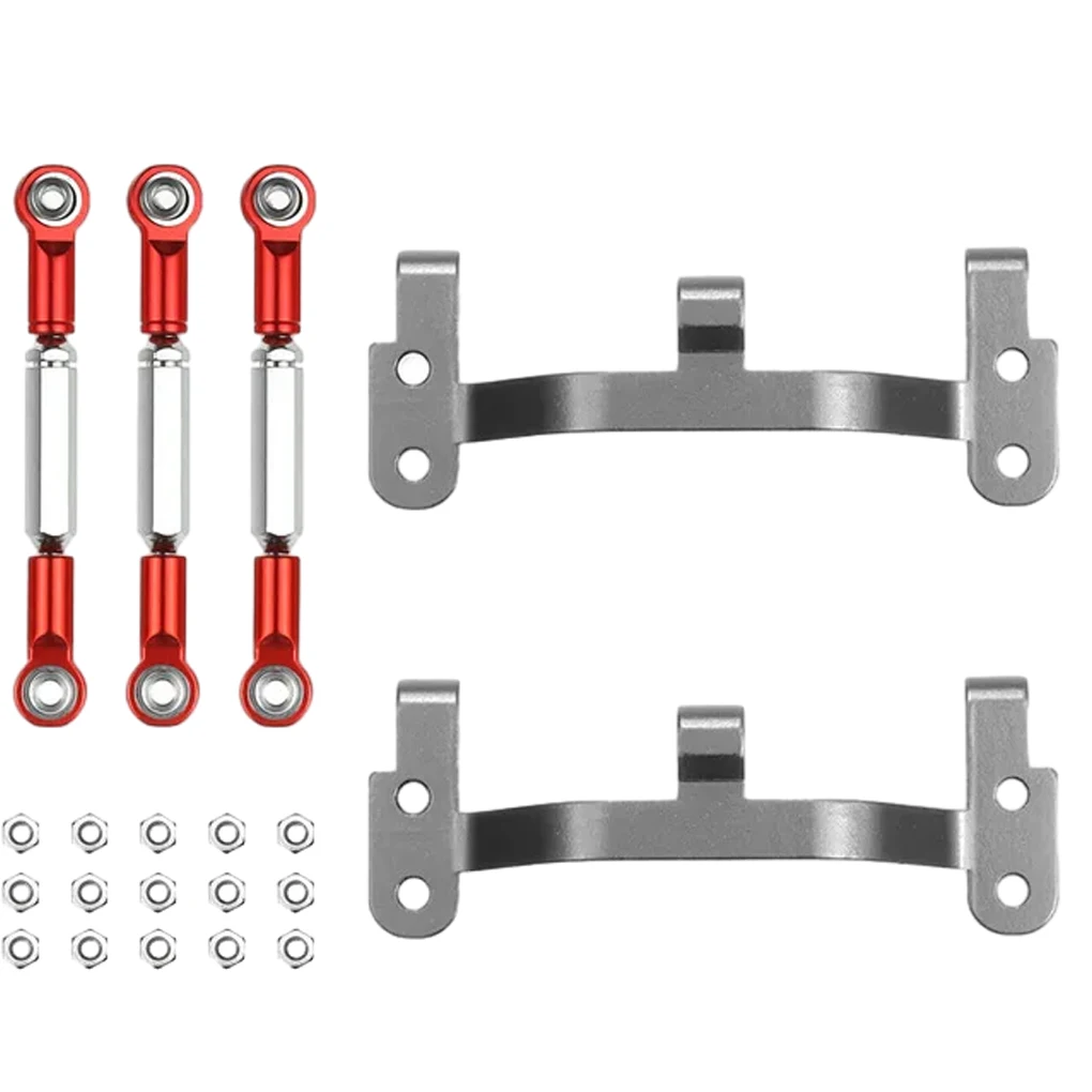 Set di aste di collegamento dello sterzo con passo in lega di alluminio per 1/16 MN WPL D90 D91 C14 C24 RC Parte di auto Accessori per auto RC Argento