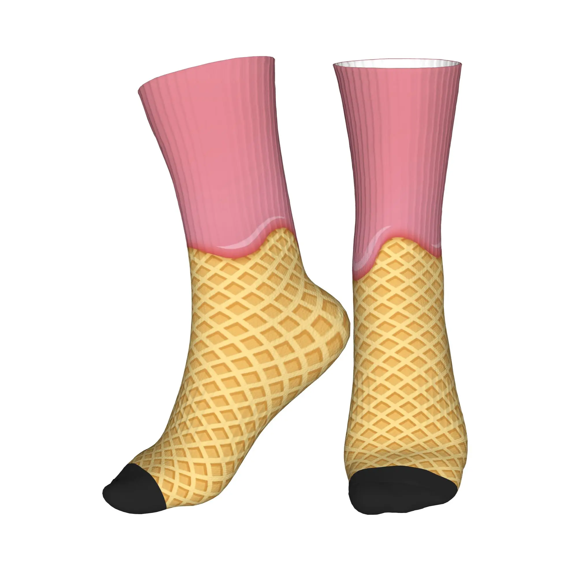 

Fashion Pink Ice Cream Waffle Socks Men Women Warm 3D Printing Sports Basketball Socks