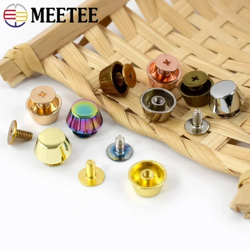 10-50Pcs Meetee Metal Rivets Buckle Handbag Bottom Protecting Feet Studs Screw Nail Buckles DIY Bag Leather Craft Accessories