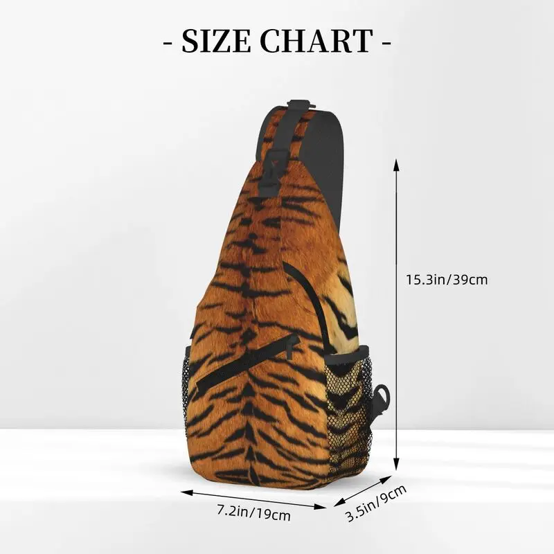 Mochila cruzada con diseño de piel de tigre siberiano de imitación personalizada para hombres, bolso de hombro de pecho con textura de Animal para viajes, senderismo, mochila de día