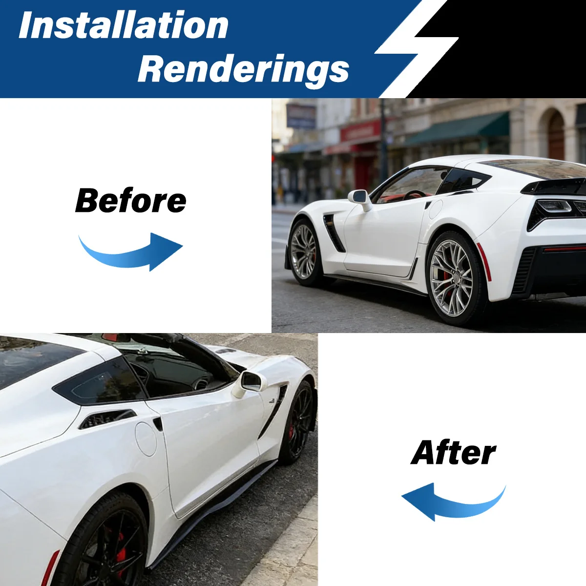 For Chevy Corvette C7 Z06 2014 2015 2016 2017 2018 2019 Side Skirt Lip Splitter Lower Door Trim Car Exterior Modification Parts