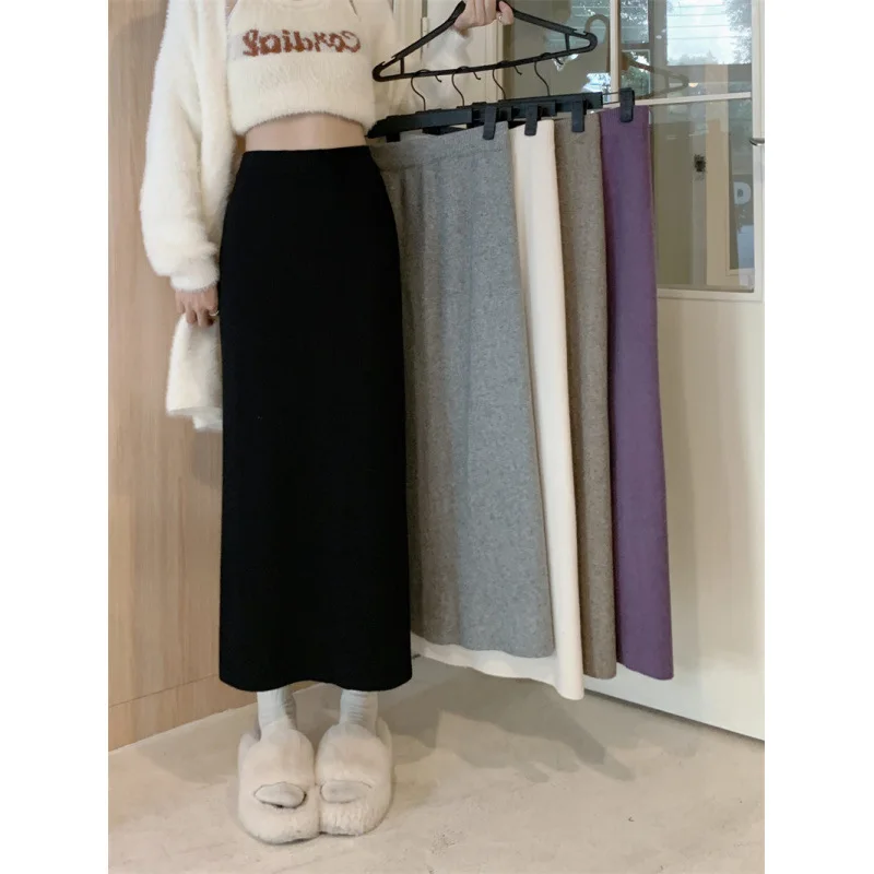 التخسيس ألف خط محبوك تنورة عالية الخصر ثنى النسيج المرأة Faion الخريف 2023 جديد وصول Ci Sle الرياح الحديثة