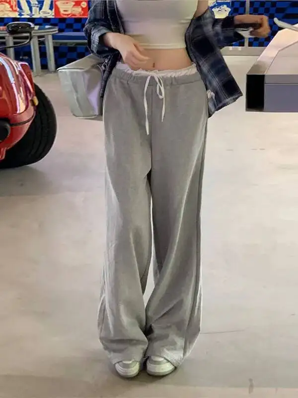 

Новые женские повседневные брюки в корейском стиле с контрастными вставками и шнуровкой, прямые, модные, B72G