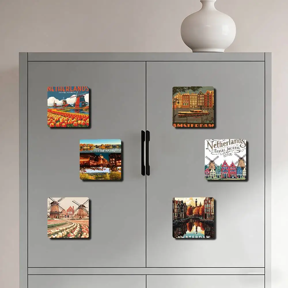 Netherlands Amsterdam Travel Journal Refrigerator Magnets Cute Cartoon Magnetic Personality Decorations Creative Gifts
