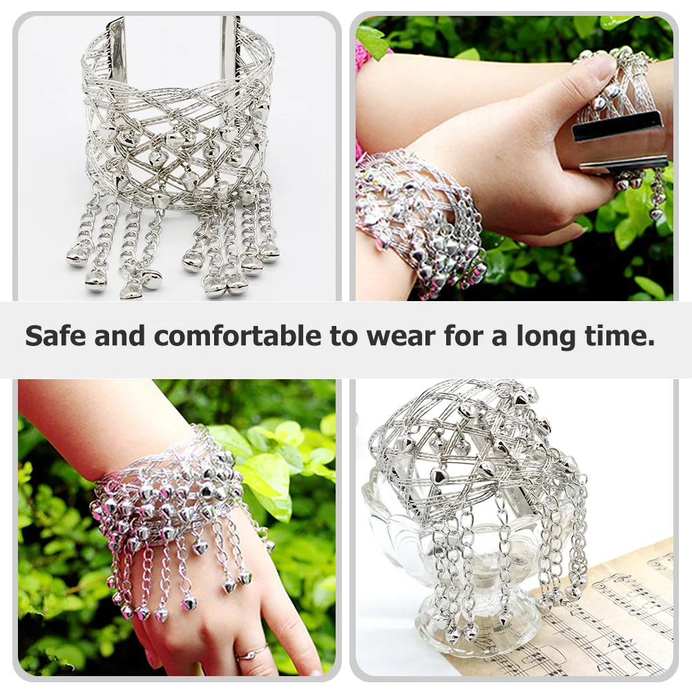 2 Stuks Buikdans Arm Bell Chains Metalen Bell Armbanden Lichtgewicht Ademende Arm Manchetten voor Vrouwen Prestaties Kostuum Accessoires