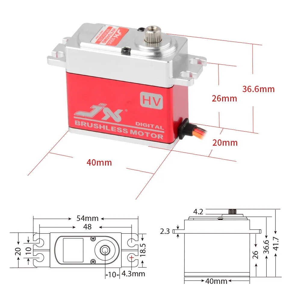 JX Brushless 46kg Servo BLS-HV7046MG HV Digital Metal Gear Standard Servo Digital Drone Aircraft Servo RC Helicopter Parts