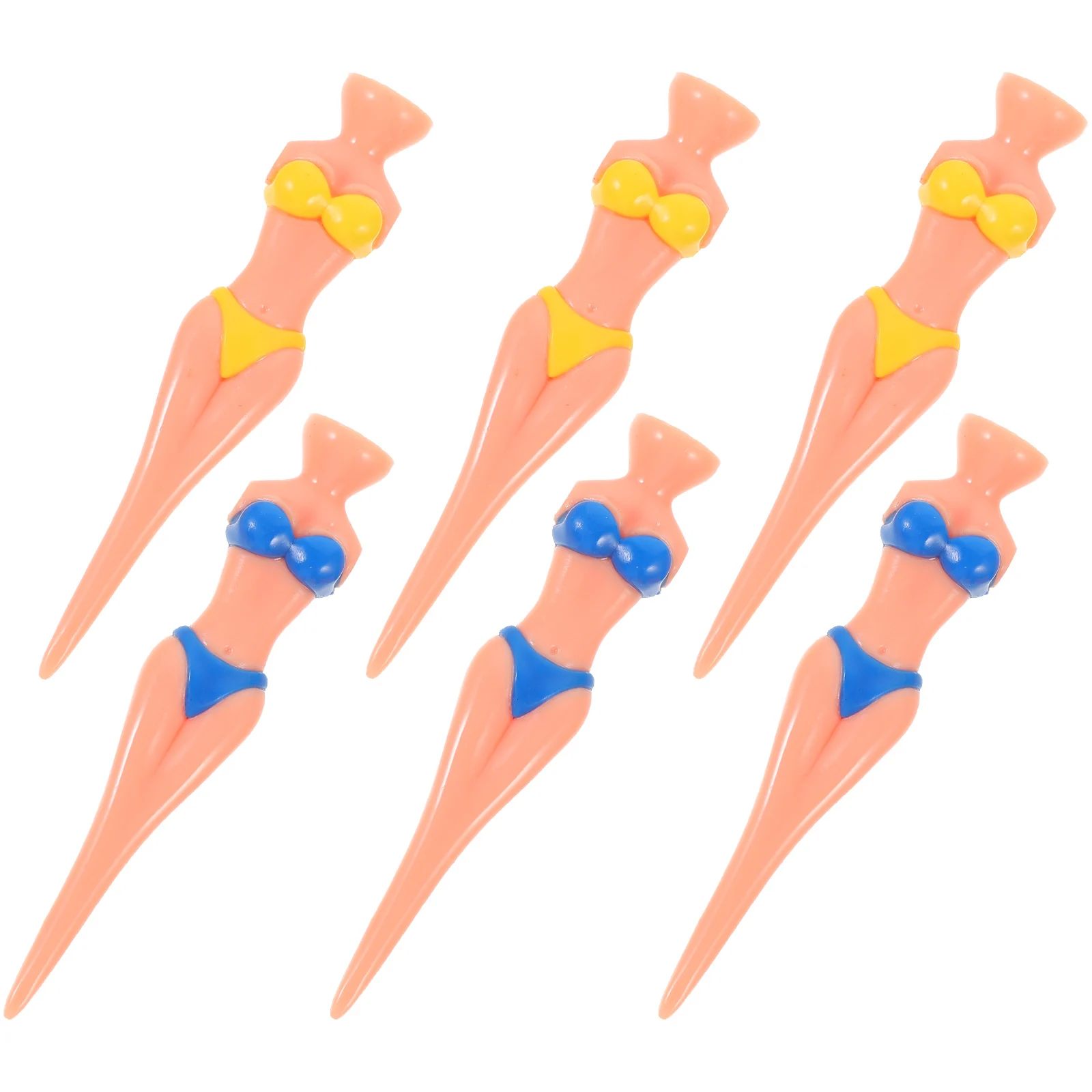

6pcs Golf Tees Plastic Lady Shape Bright Color Reusable Practice Supplies Pink Golfs Training Holders