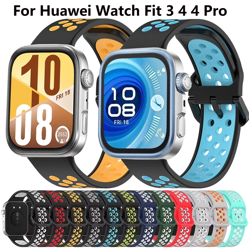 Cinturino in silicone traspirante per Huawei Watch Fit 3/Fit 4 Bracciale sostituibile Band coloratoPer Huawei Watch Fit 4 Pro Band Correa