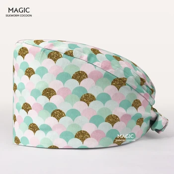 קריקטורה הדפסת רפואי כירורגי כובעי עבודת דוקטור כובע קוסמטיקאית סיעוד כותנה כובע לנשים וגברים הפעלה חדר אחות Caps