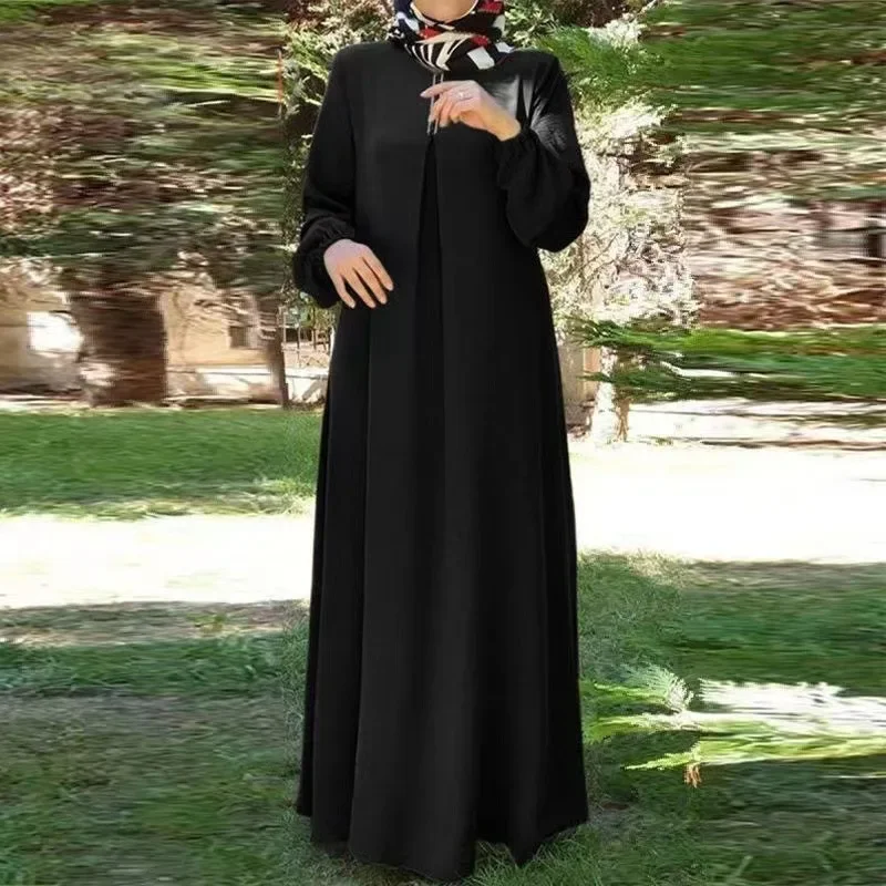 

Plain Basic Prayer Dress Muslim Abaya Dubai Black Hijab Long African Dresses for Women Turkey Islam Clothes Vestidos Robe Niqab