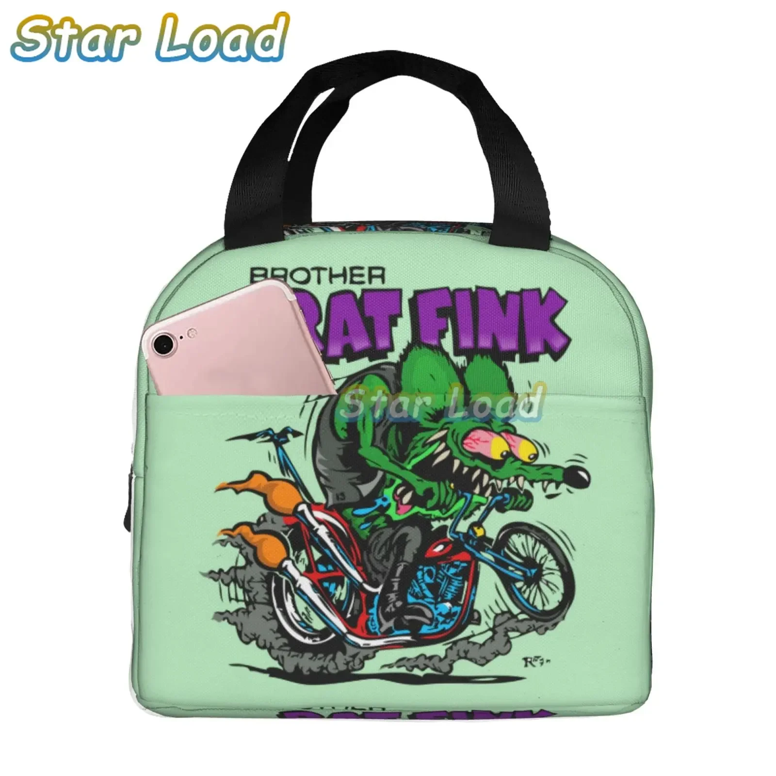 Cartoon RAT FINK-Sacos de almoço isolados para meninos e meninas, estojo de comida, refrigerador, caixa de Bento quente, estudante, escola