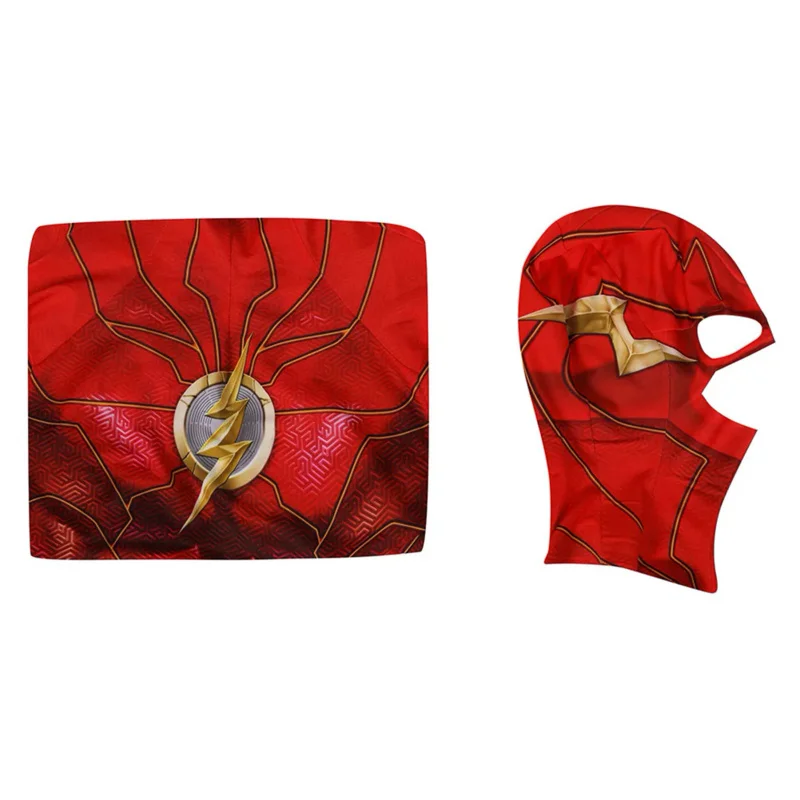 Mono de Cosplay de Flash Barry Allen para niños y adultos, máscaras, equipo de cabeza, disfraces de fiesta de Carnaval de Halloween, traje de juego de rol