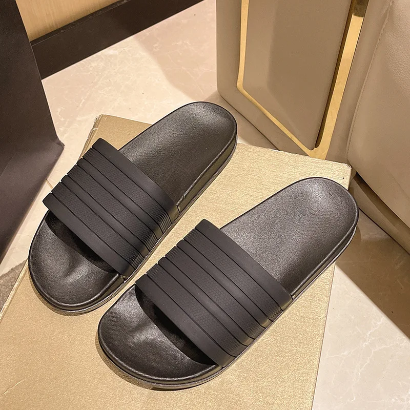 Korean version of couple classic three bars summer casual soft-soled cool slippers men wear cool slippers beach shoes