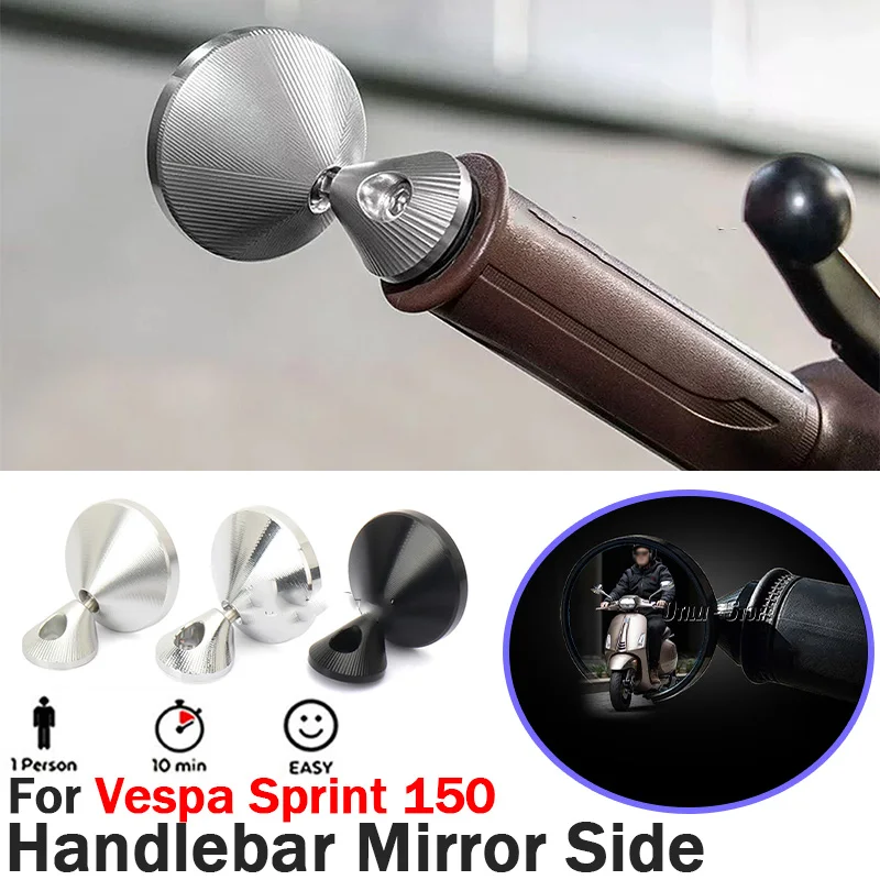 

Motorcycle Rearview Mirror Scooter Handlebar Mirrors Adjustable Riding Round Mirror For Vespa Sprint150 Primavera Sprint 150