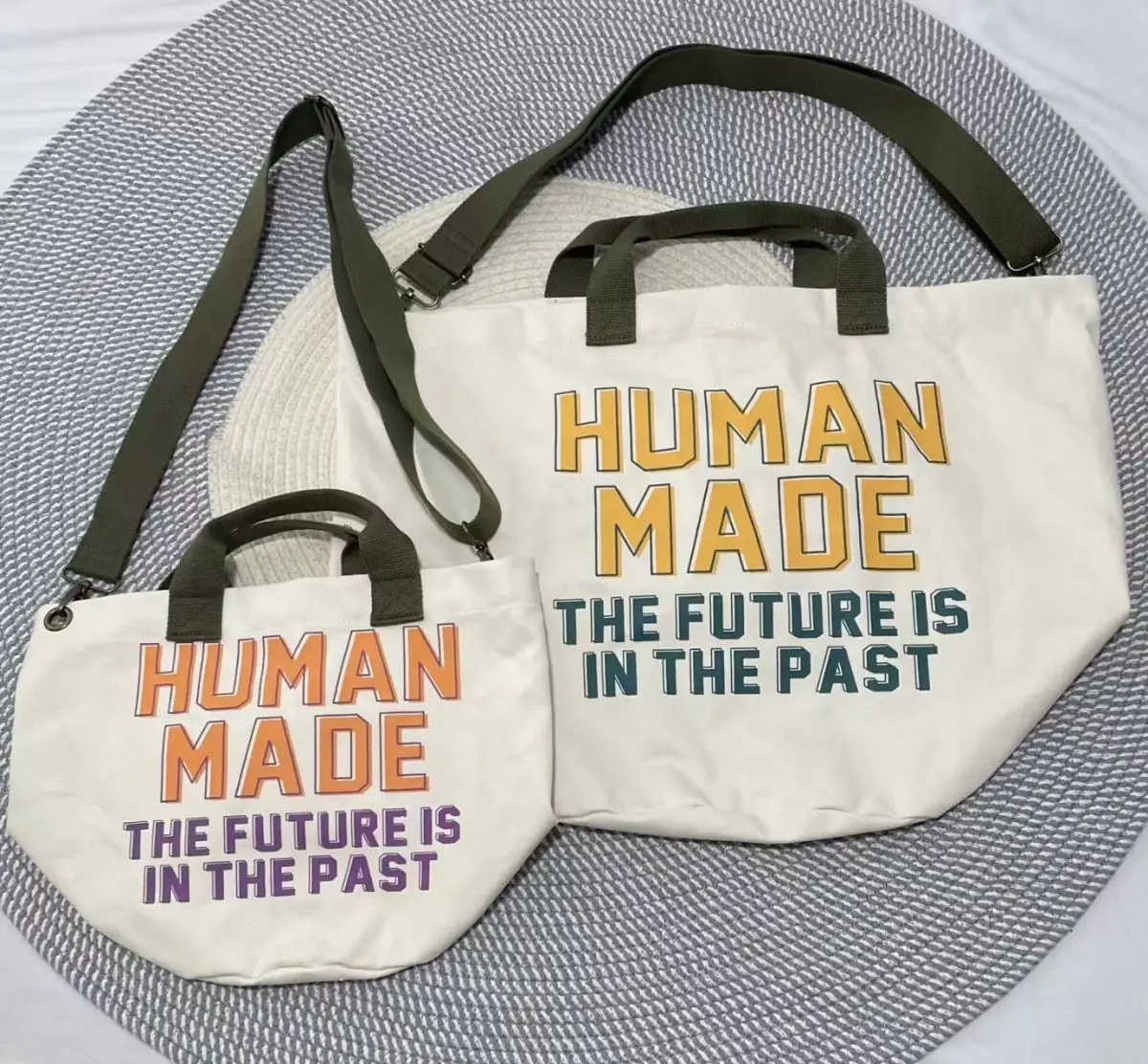 New Human Made Large Canvas Tote Mens Womens Letter Print Vintage Casual Streetwear