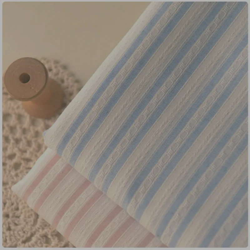 Tela de lino y algodón a rayas Jaquard rosa, azul, verde y blanco, tela para niños de otoño e invierno, camisa, vestido, ropa superior, abrigo