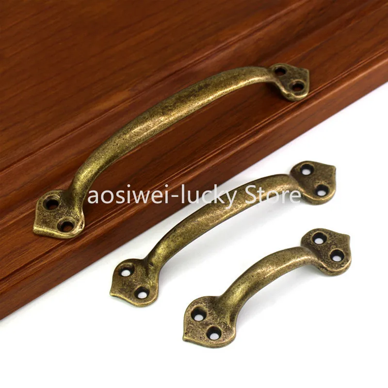 Perillas de cajón antiguas de cobre puro, manija de puerta Vintage, manijas de puertas de ventana de armario de cocina, accesorios de Hardware para muebles, 1 ud.